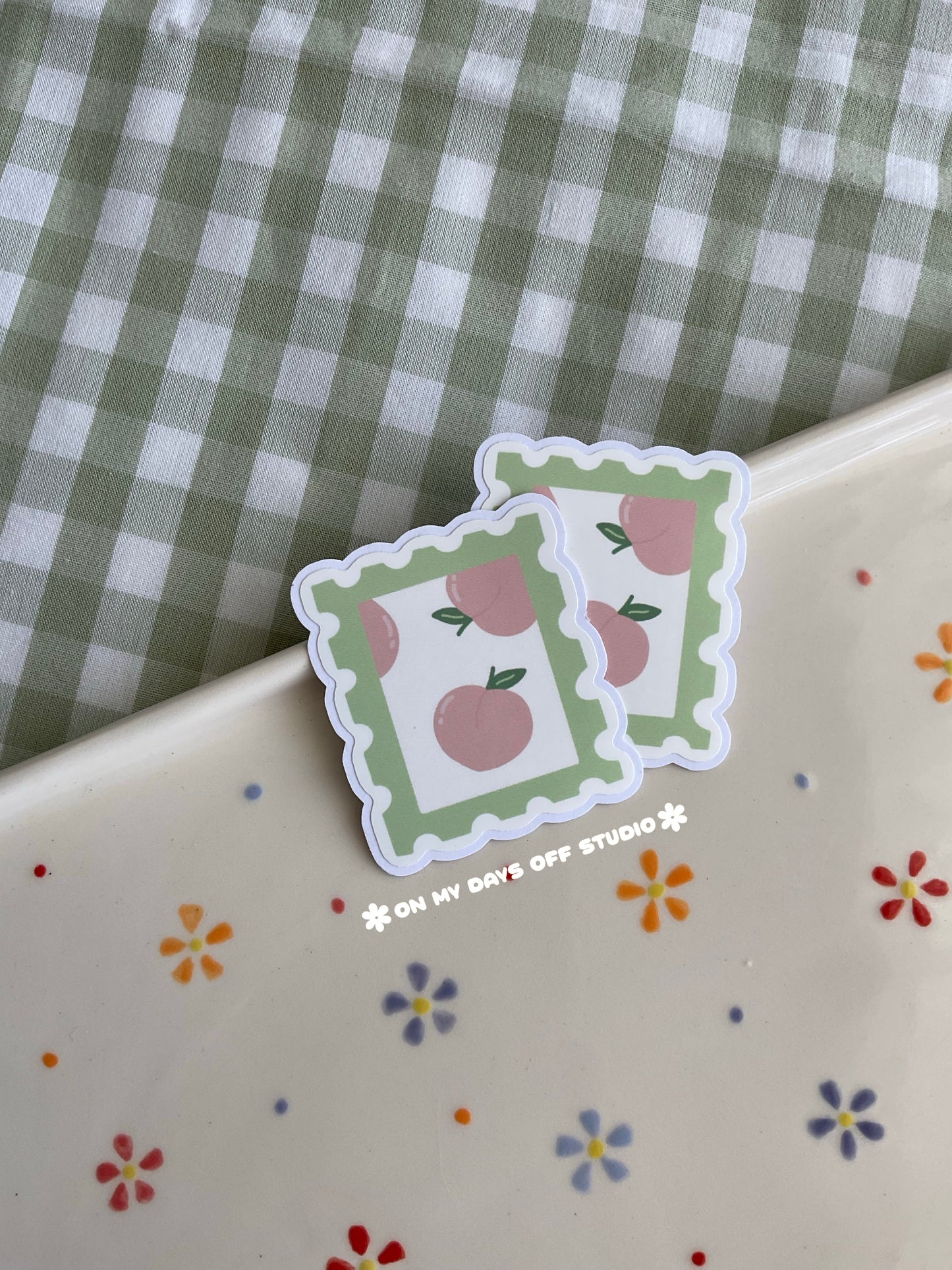 Peach Stamp Vinyl Sticker