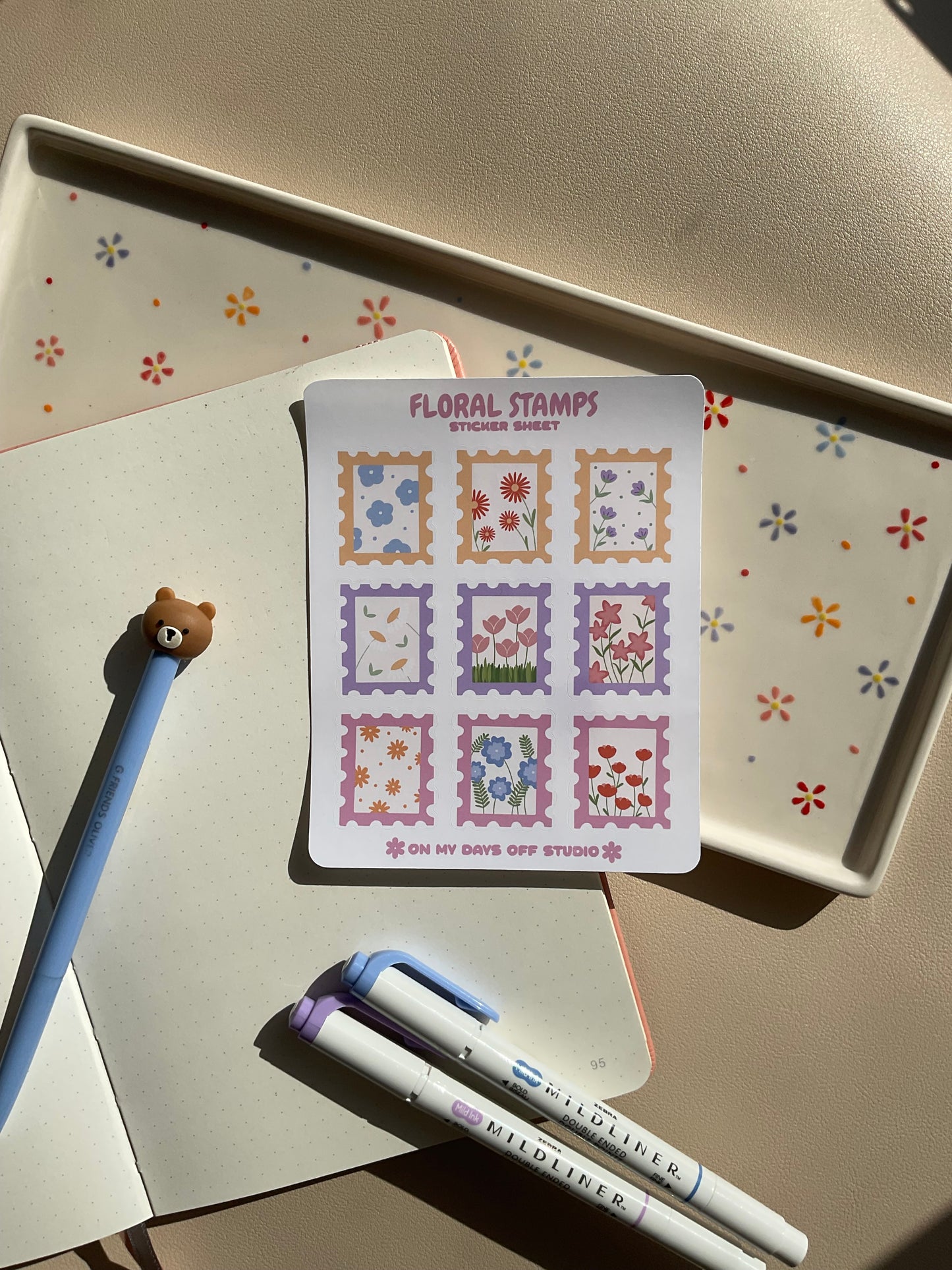 Floral Stamps Sticker Sheet