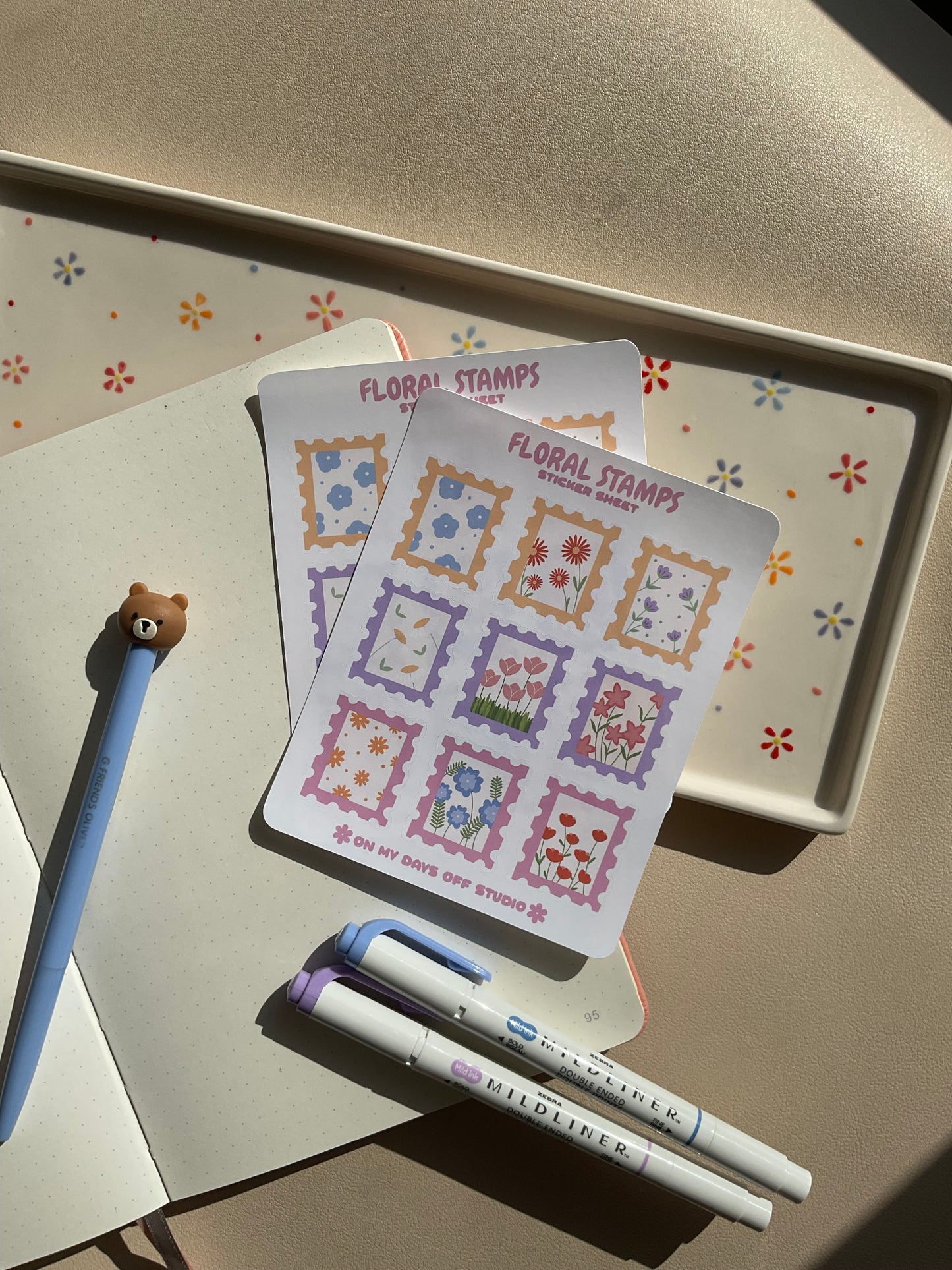 Floral Stamps Sticker Sheet