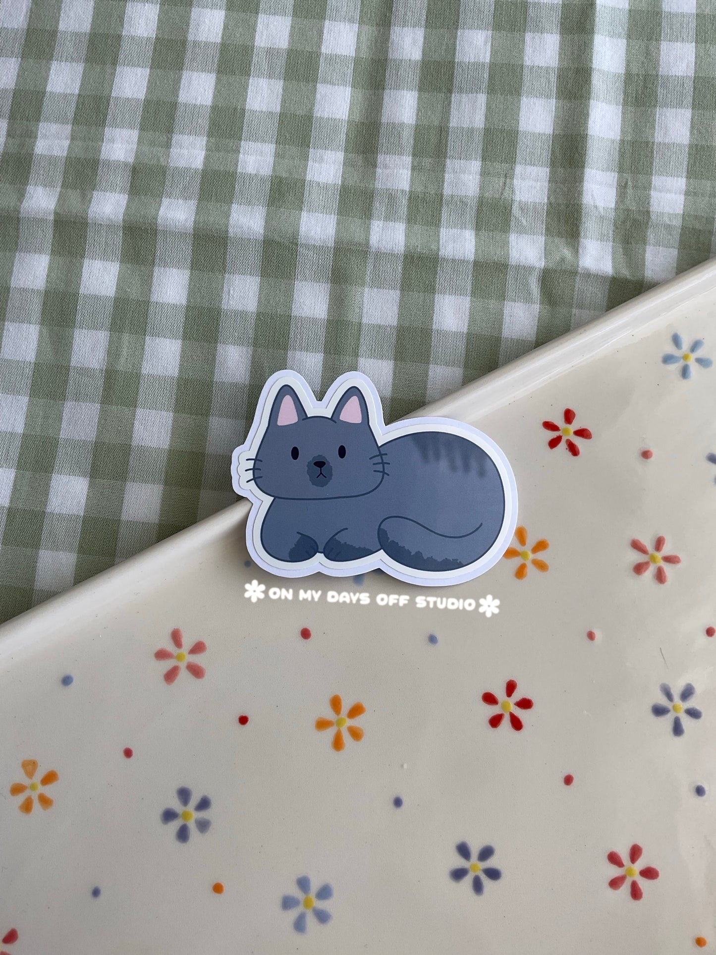 Grey Cat Vinyl Sticker