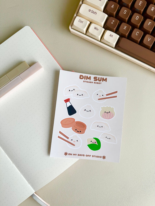 This stationery sticker sheet features a Dim Sum food theme and has 10 colorful illustrations. These glossy stickers are perfect for planners and bullet journals.