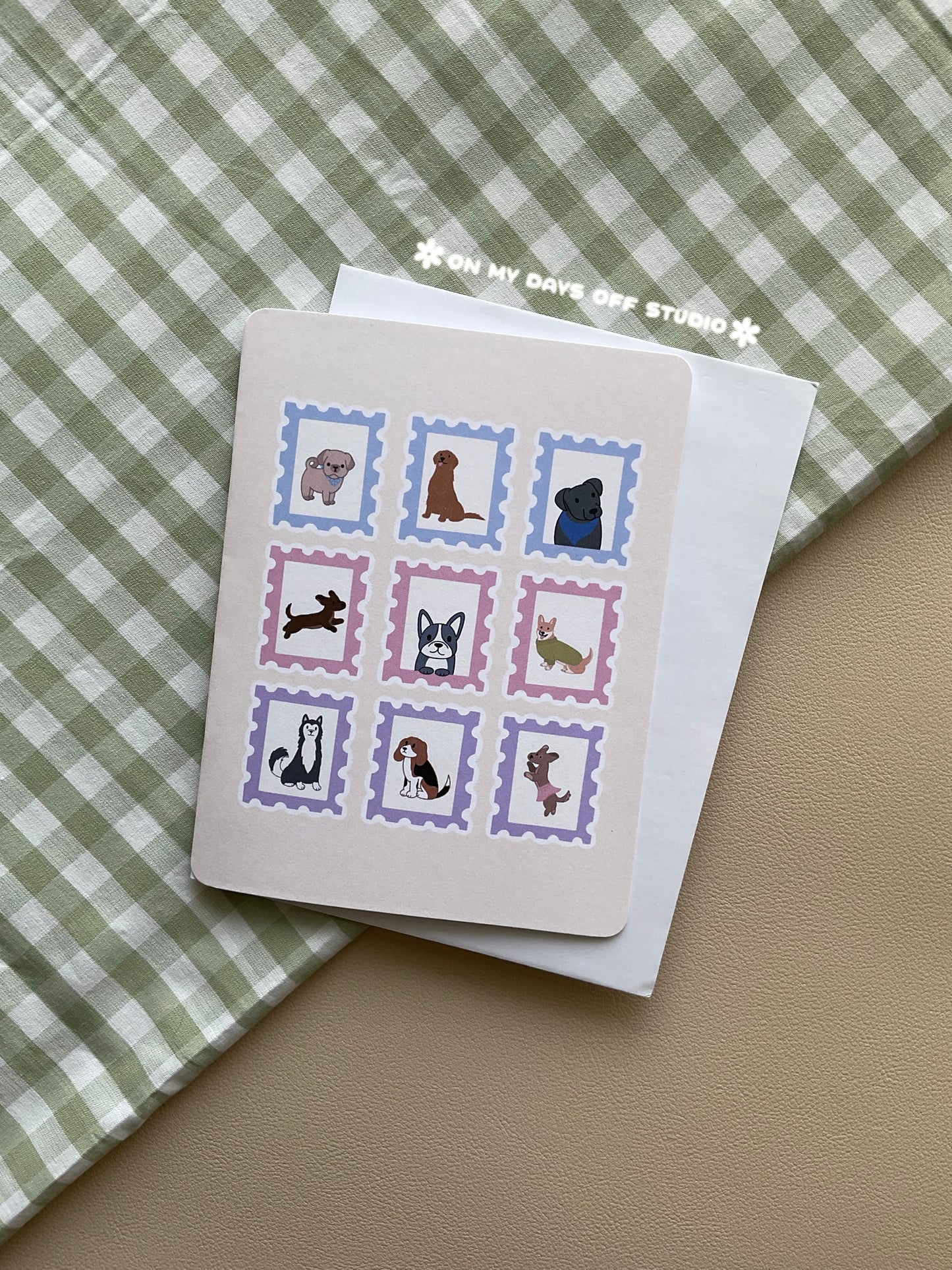 Dog Stamps Greeting Card