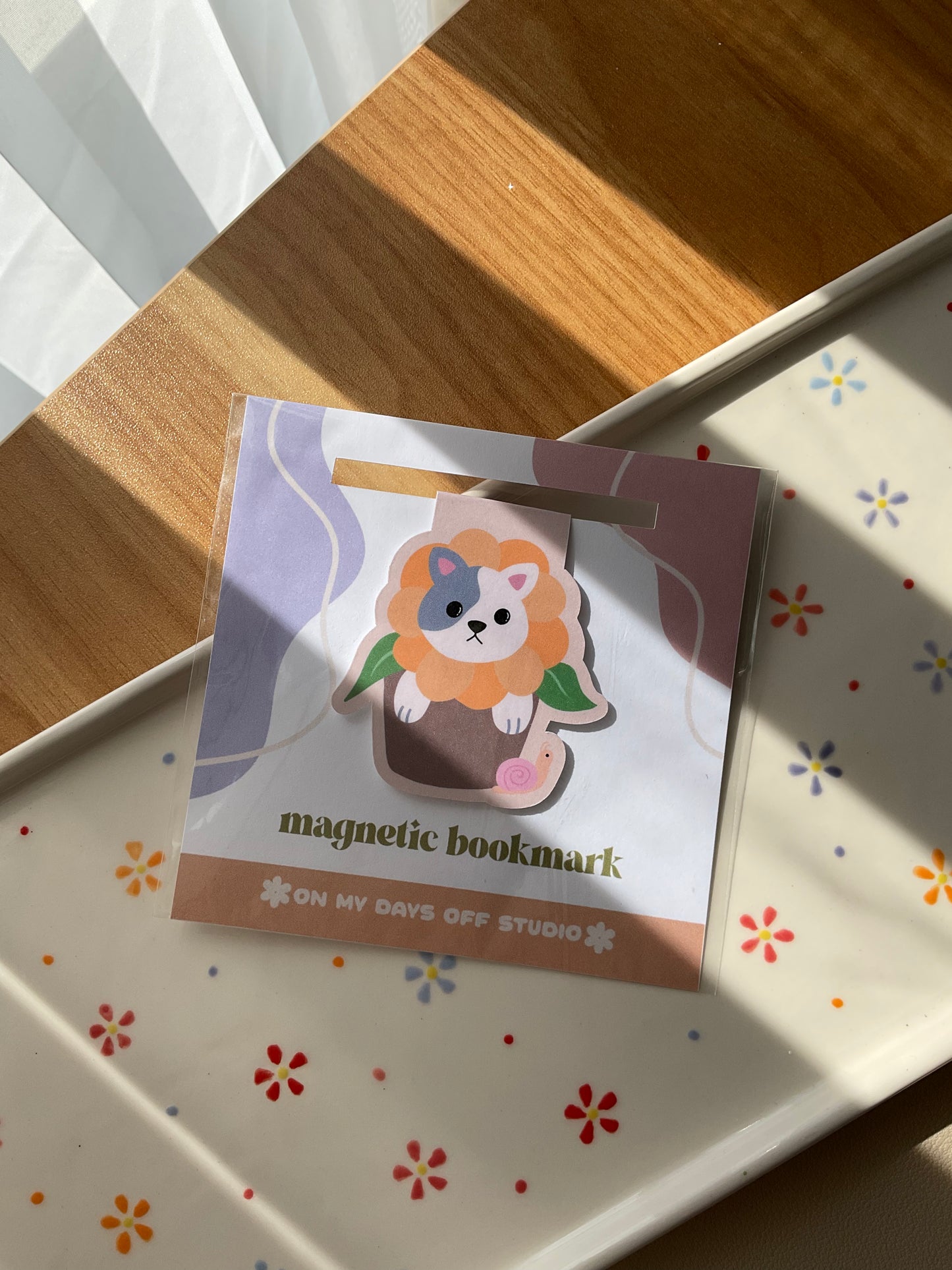 Sunflower Cat Magnetic Bookmark