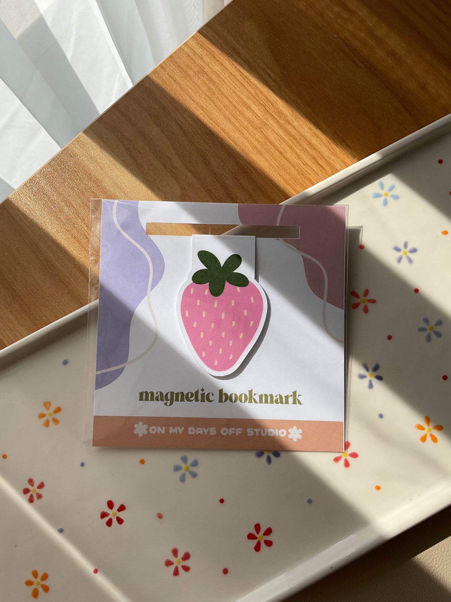 Pink Strawberry Magnetic Bookmark