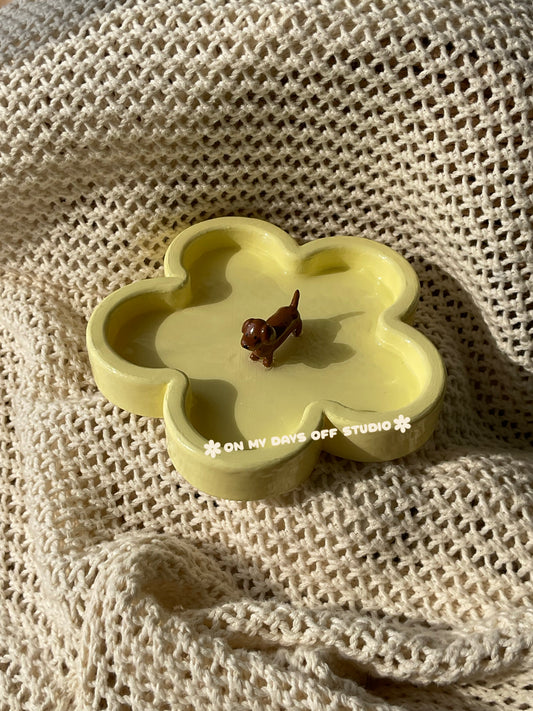 Custom Dachshund Floral Trinket Dish | Customizable