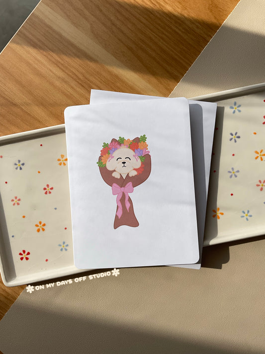 Puppy Bouquet Greeting Card