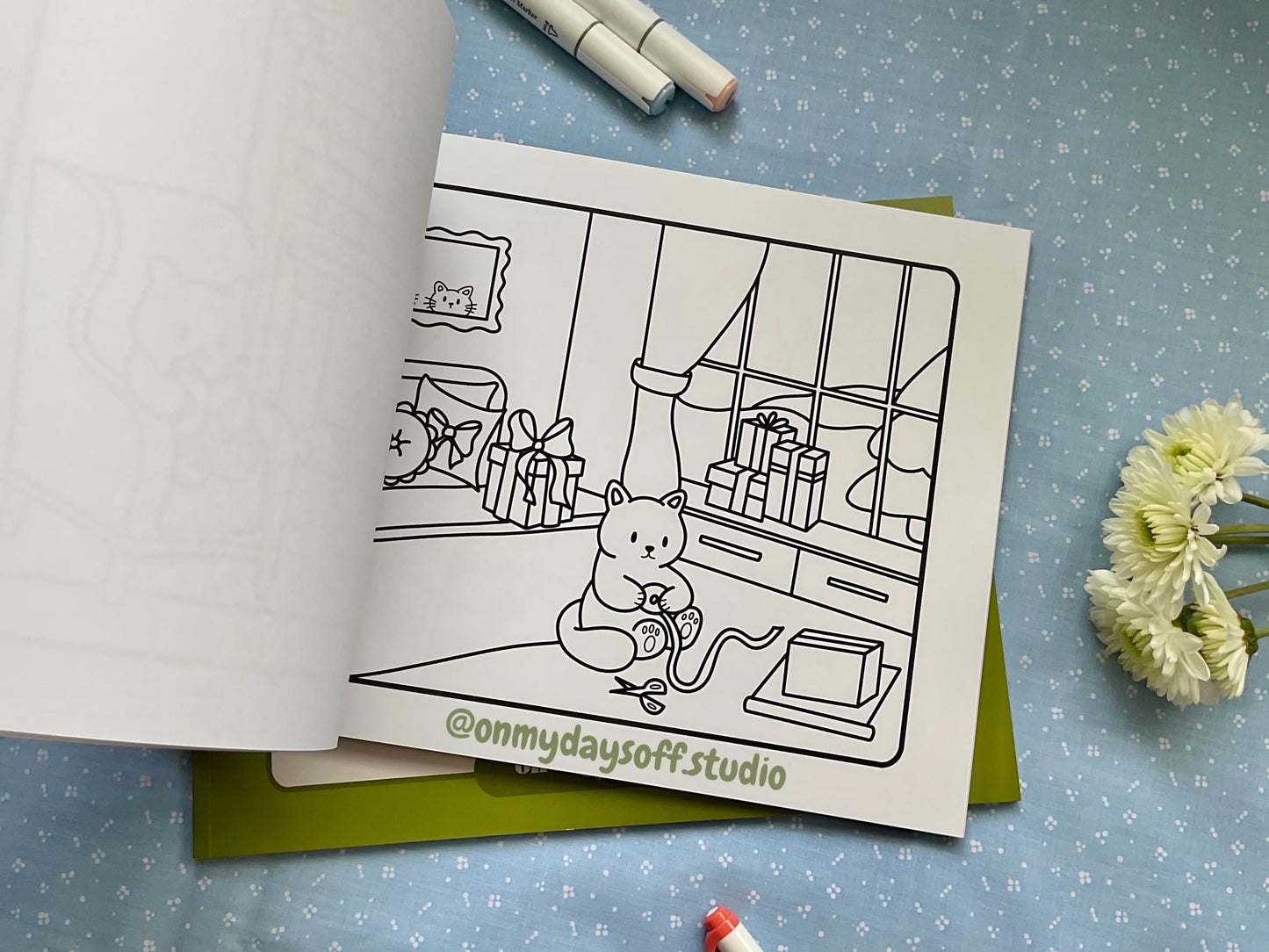Juni and friends coloring book volume 4 is winter themed - wrapping holiday presents