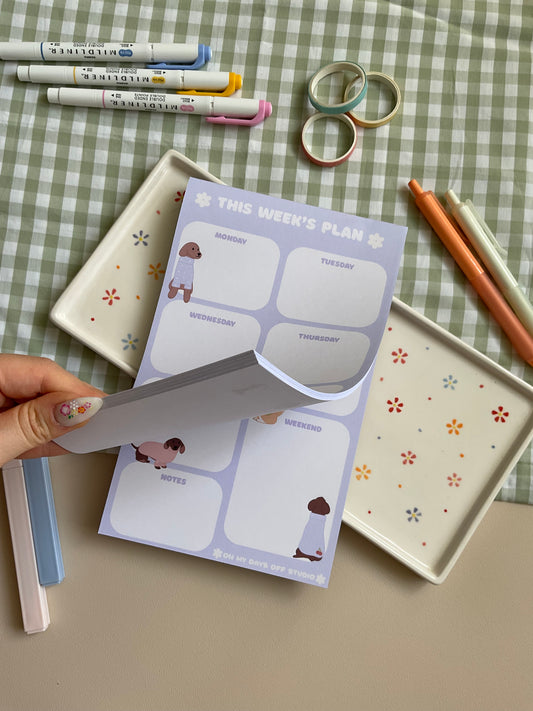 Pup & Sweaters Weekly Planner Notepad