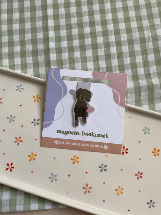 Dachshund & Floral Magnetic Bookmark