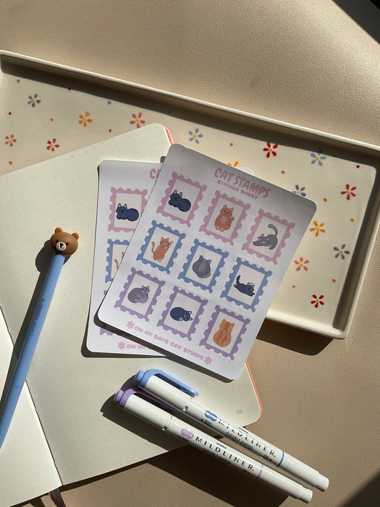 Cat Stamps Sticker Sheet