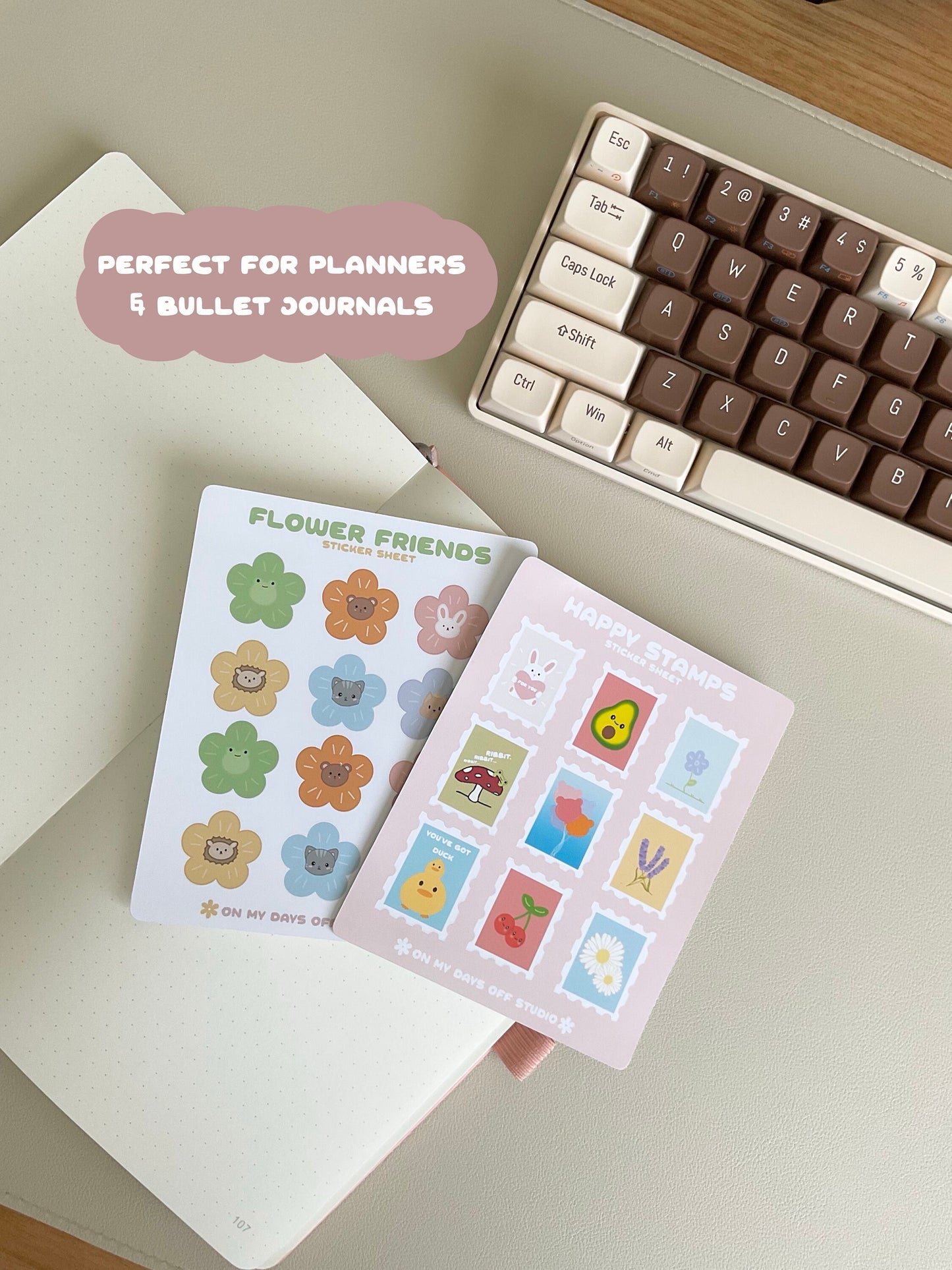  This stationery sticker sheet featured 9 kawaii stamp illustrations. These glossy stickers is perfect for planners and bullet journals.&nbsp;