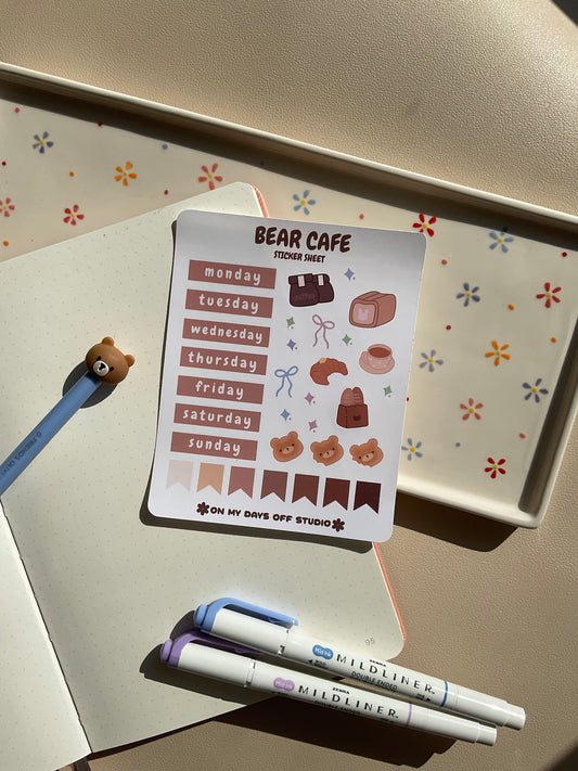 Bear Cafe Journal Sticker Set