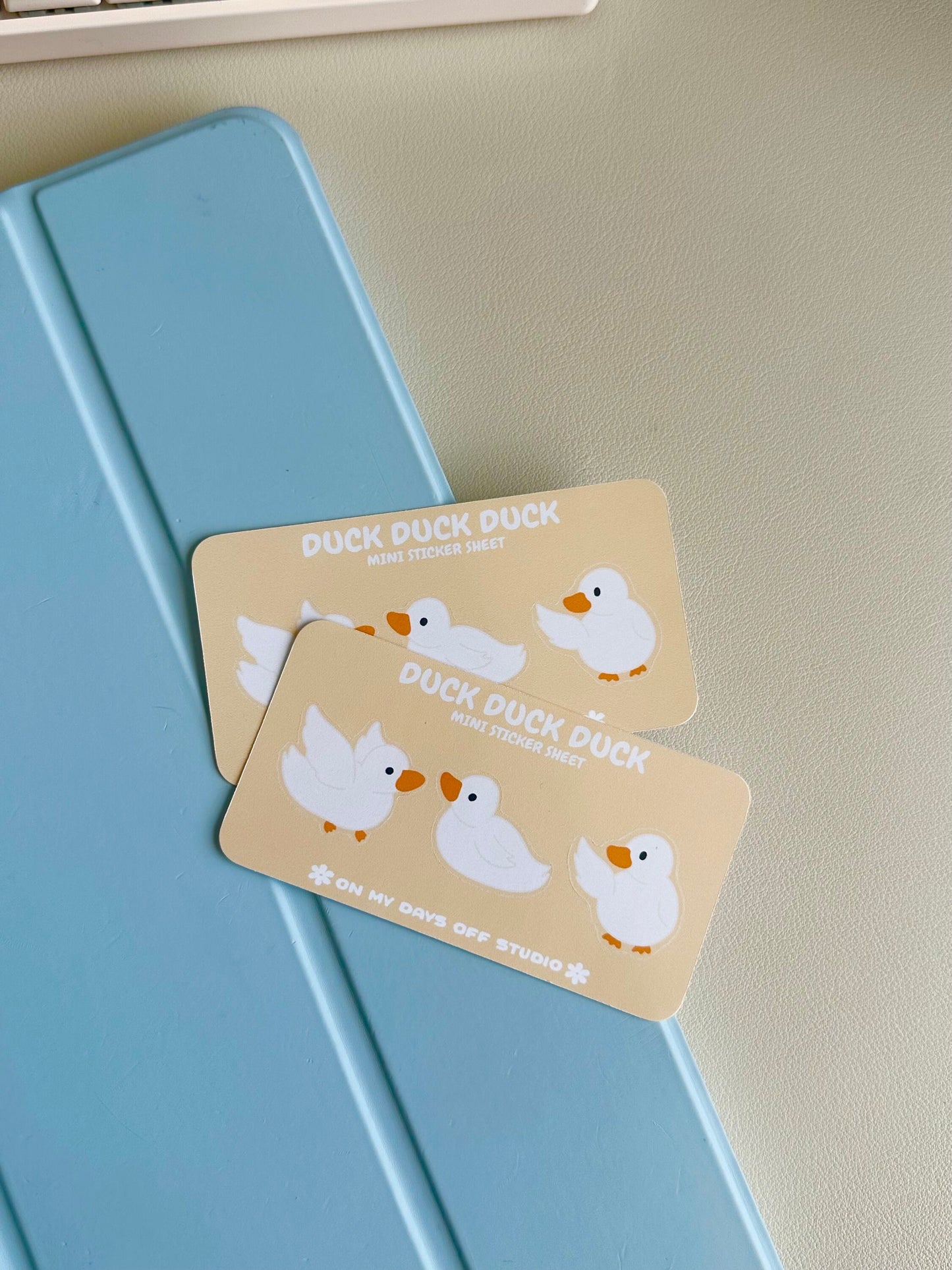 This mini stationery sticker sheet features 3 original duck illustrations. These stationery stickers are glossy and perfect for all your planner and bullet journal needs.