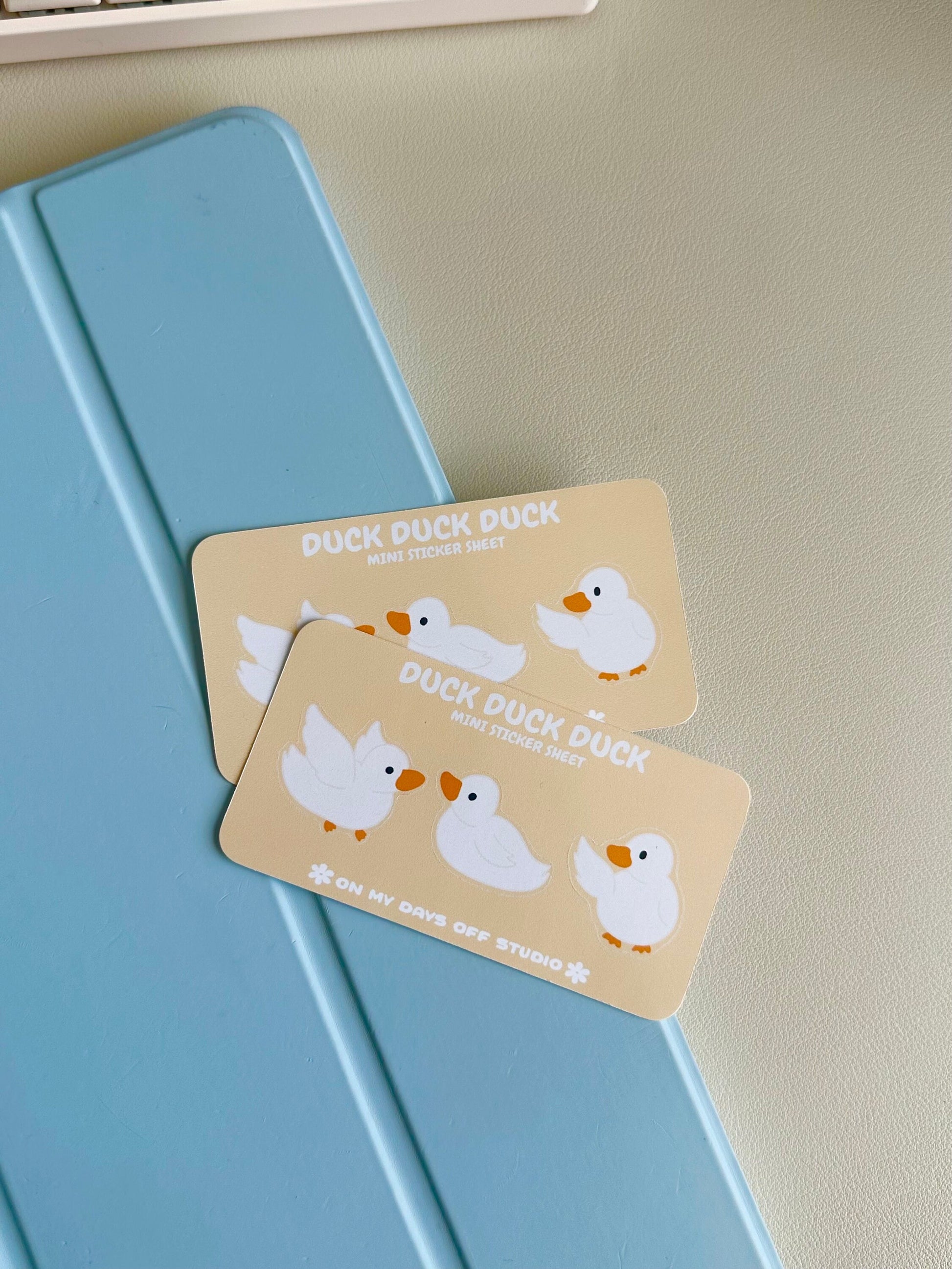 This mini stationery sticker sheet features 3 original duck illustrations. These stationery stickers are glossy and perfect for all your planner and bullet journal needs.