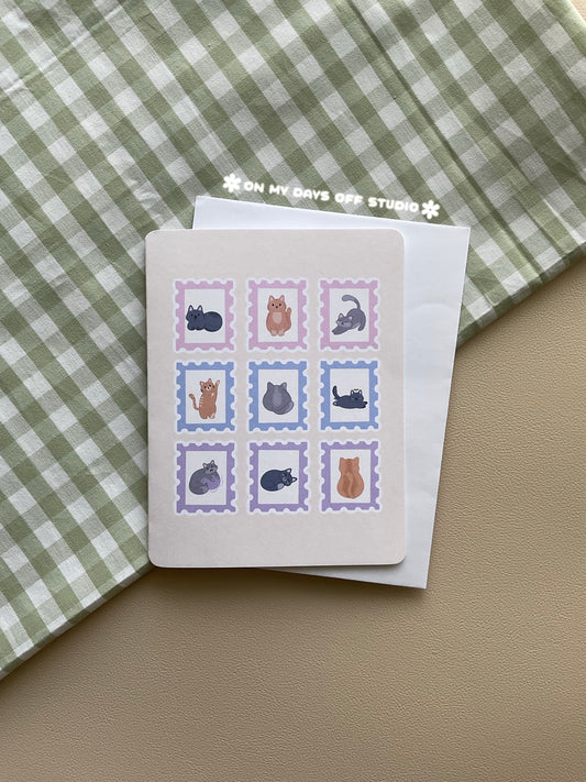 Cat Stamps Greeting Card