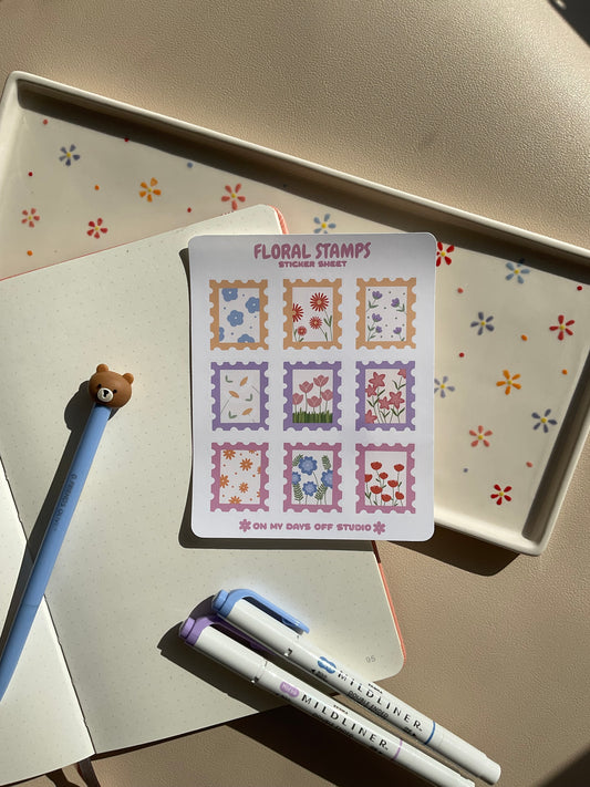 Floral Stamps Sticker Sheet