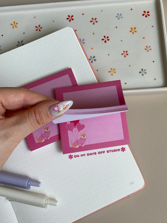 Corgi & Heart Balloons Sticky Notes