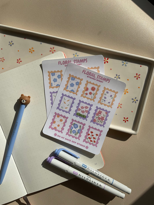 Floral Stamps Sticker Sheet
