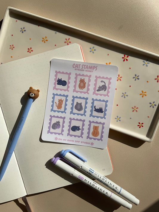 Cat Stamps Sticker Sheet