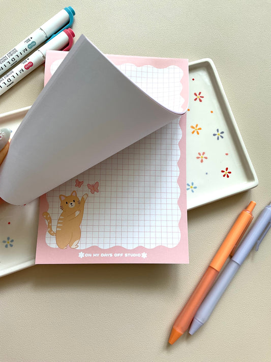 Orange Cat Grid Notepad
