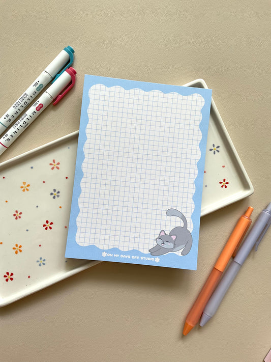 Grey Cat Grid Notepad