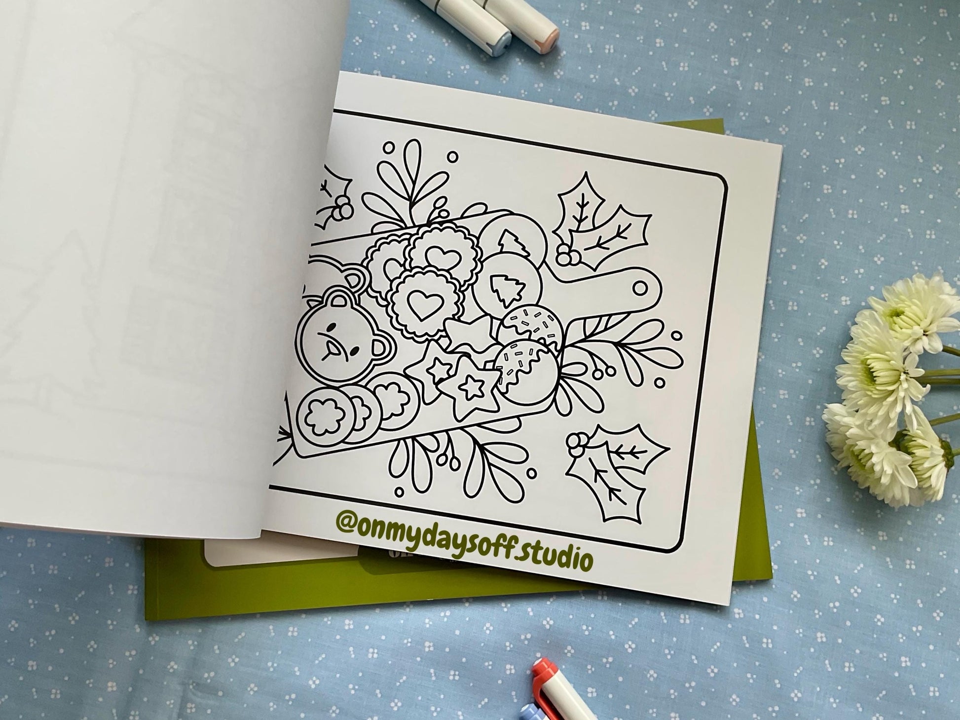 Juni and friends coloring book volume 4 is winter themed - plate of holiday cookies