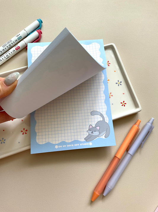 Grey Cat Grid Notepad