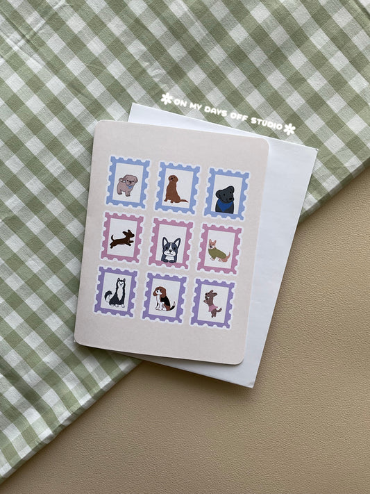 Dog Stamps Greeting Card