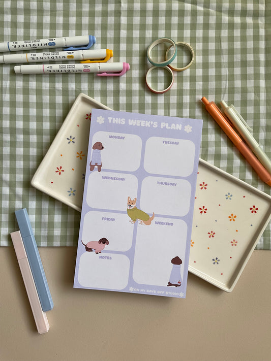 Pup & Sweaters Weekly Planner Notepad