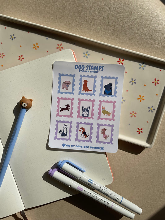 Dog Stamps Sticker Sheet