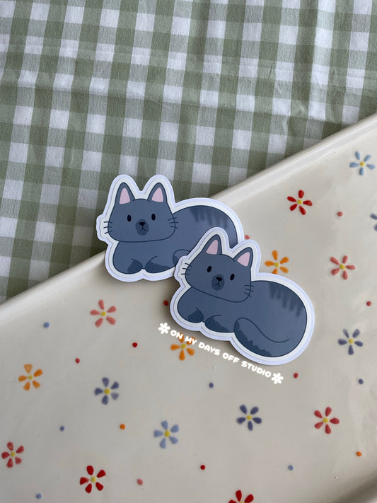 Grey Cat Vinyl Sticker