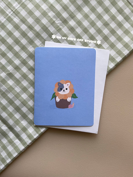 Sunflower Cat Greeting Card