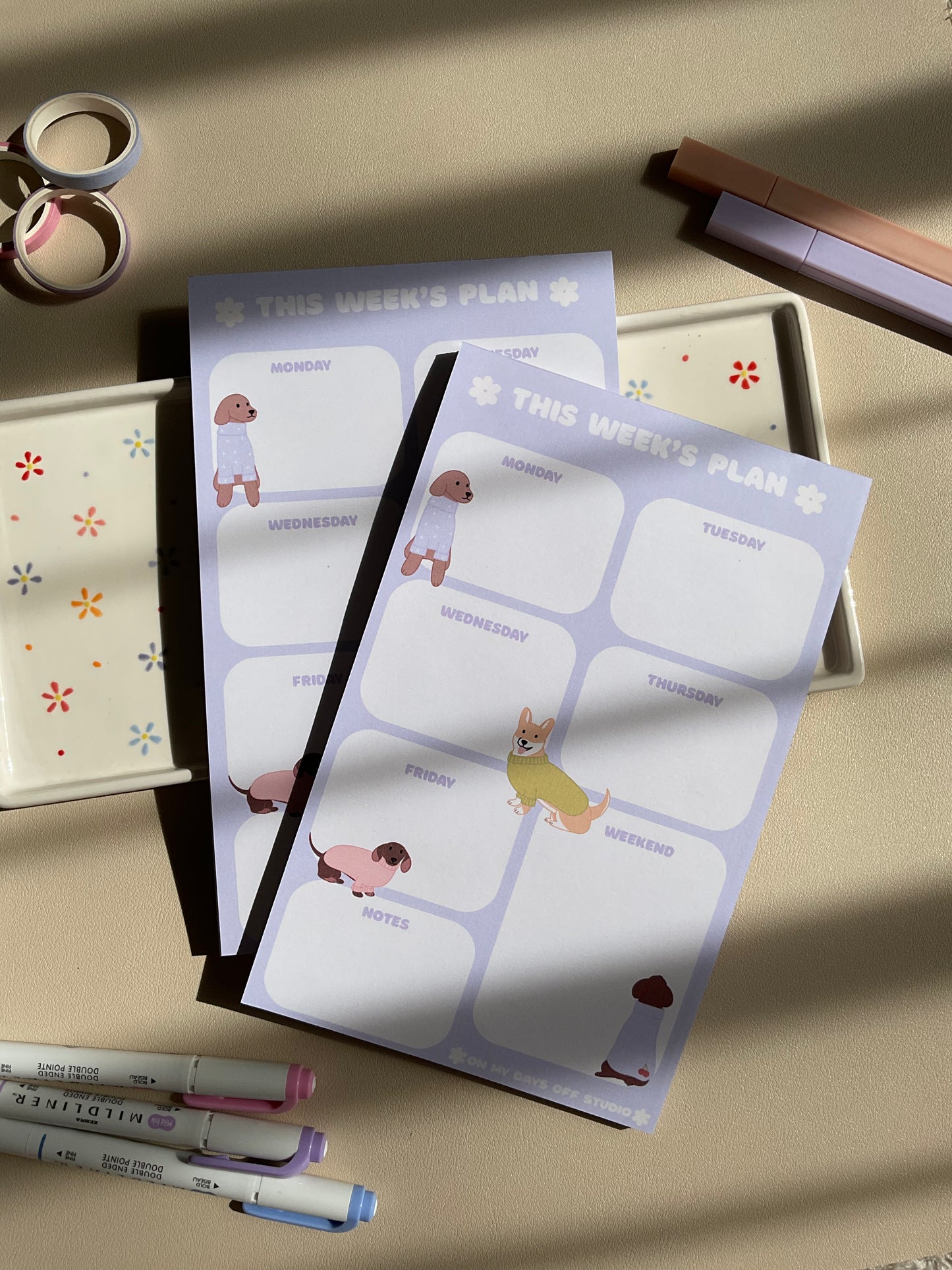 Pup & Sweaters Weekly Planner Notepad