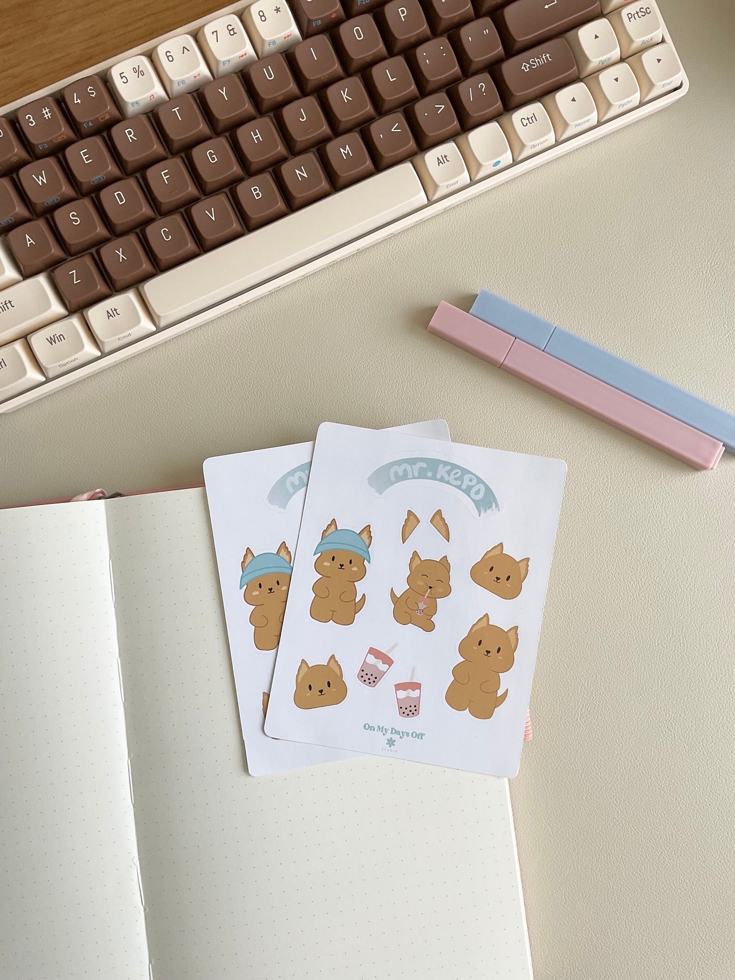 This cute kawaii dog character themed sticker sheet features 9 individual stickers. These are stationery stickers which are perfect for planners, bullet journals and notebooks.