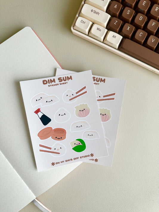 This stationery sticker sheet features a Dim Sum food theme and has 10 colorful illustrations. These glossy stickers are perfect for planners and bullet journals.