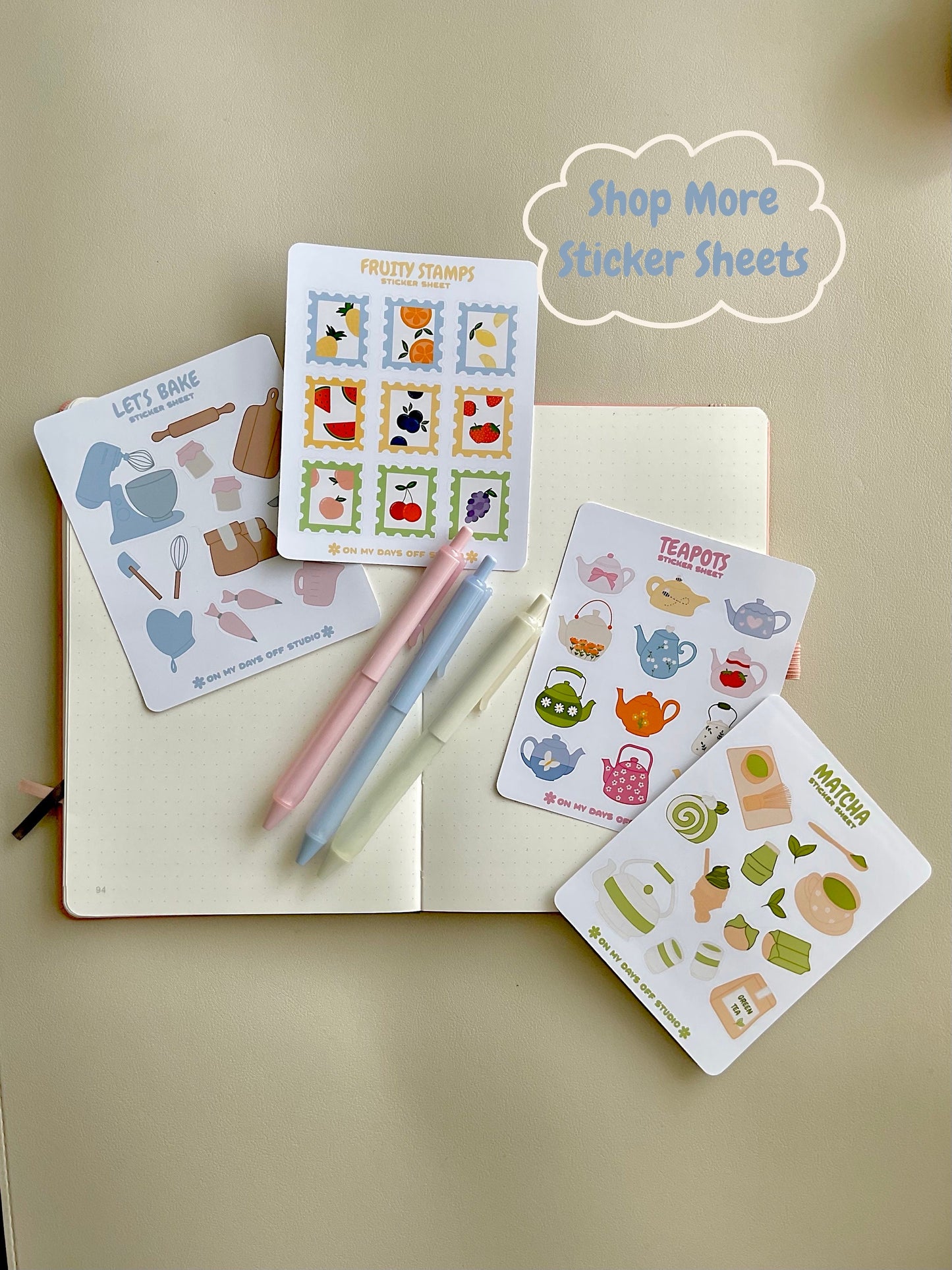 This stationery sticker sheet features a colorful teapot theme and has 12 colorful illustrations. These glossy stickers are perfect for planners and bullet journals.