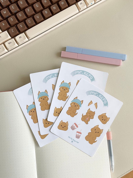 This cute kawaii dog character themed sticker sheet features 9 individual stickers. These are stationery stickers which are perfect for planners, bullet journals and notebooks.