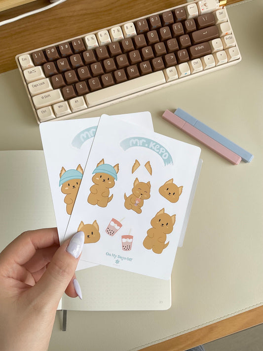 This cute kawaii dog character themed sticker sheet features 9 individual stickers. These are stationery stickers which are perfect for planners, bullet journals and notebooks.