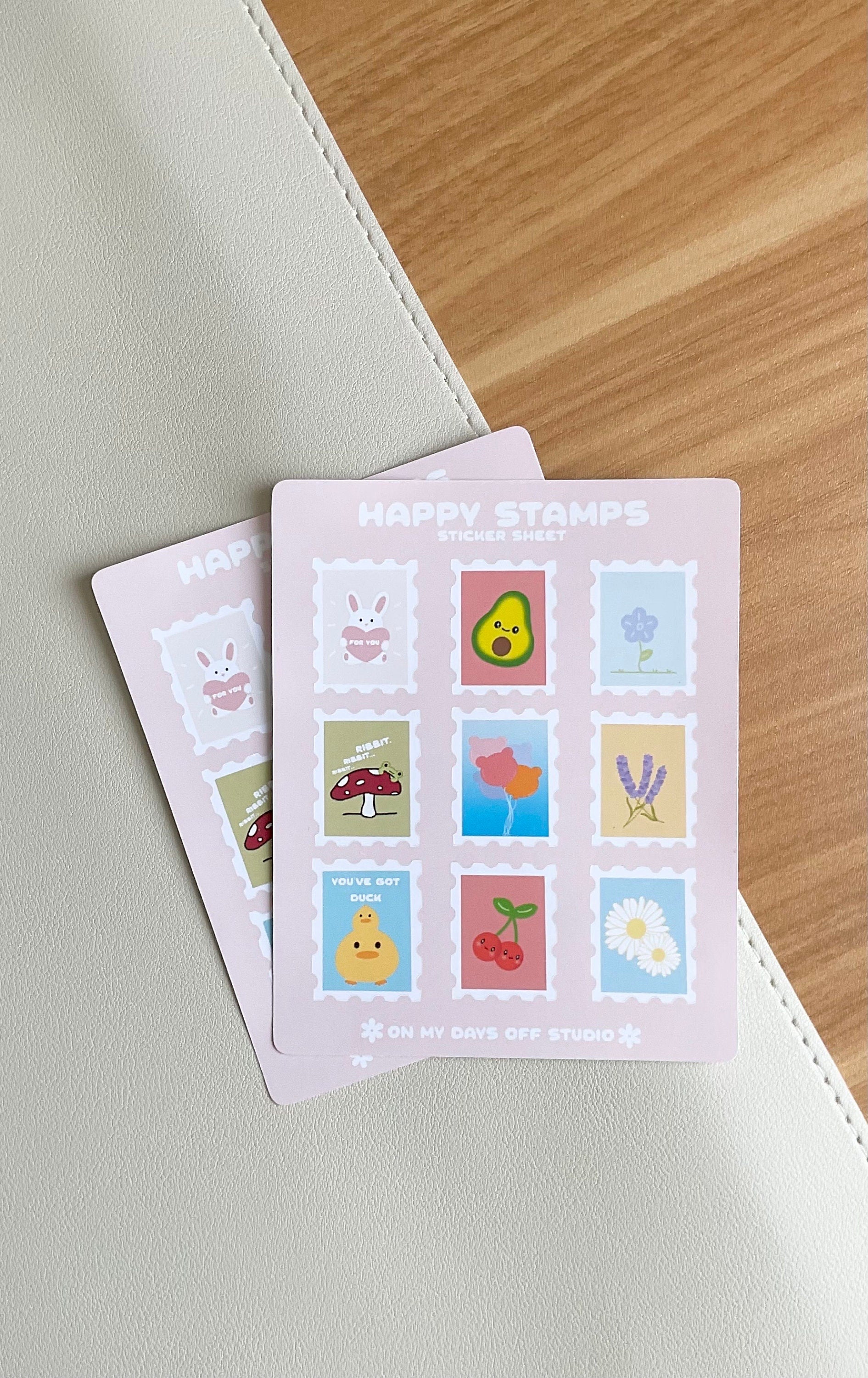  This stationery sticker sheet featured 9 kawaii stamp illustrations. These glossy stickers is perfect for planners and bullet journals.&nbsp;